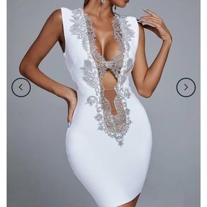 Bella Barnett Vlada Embellished Mini Cocktail Dress - White
